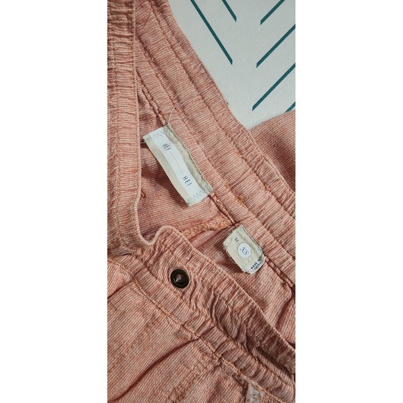 Anthropologie Hei Hei Pants Crop‎ Pockets Pull On Women's Sz XS Pink Coral Linen - Picture 7 of 12